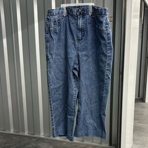 Alfred Dunner Petites Classic Denim Blue Jean Capris Capri Pants 12P Elastic